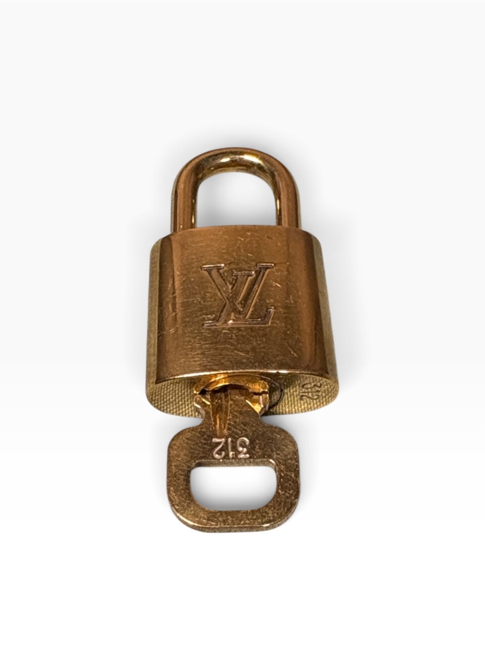 Louis Vuitton Brass Padlock and Key Set #312 for Speedy Keepall Alma Lock